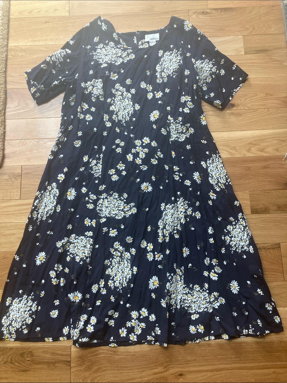 Worthington Navy Daisy-Print Midi Dress